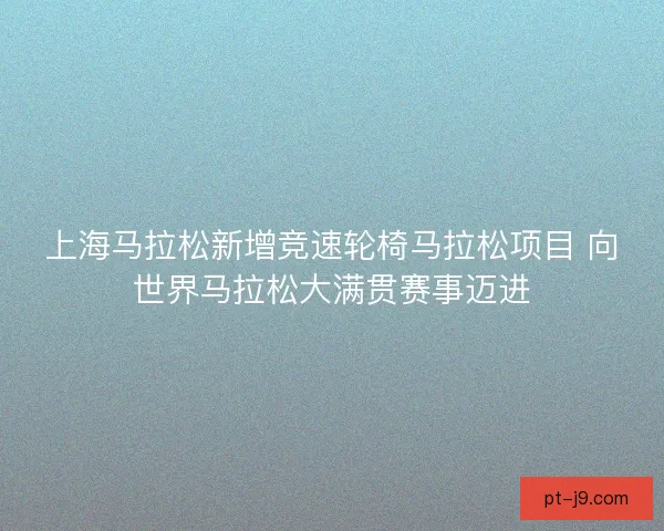 上海马拉松新增竞速轮椅马拉松项目 向世界马拉松大满贯赛事迈进