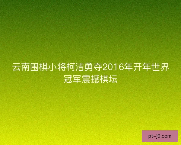 云南围棋小将柯洁勇夺2016年开年世界冠军震撼棋坛 云南围棋小将柯洁勇夺2016年开年世界冠军震撼棋坛